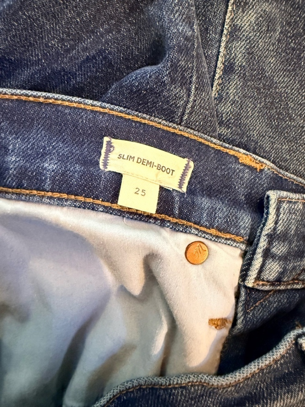 Madewell Slim Demi-Boot Jeans Size 25 Dark Wash High Rise Crop - Picture 11 of 12